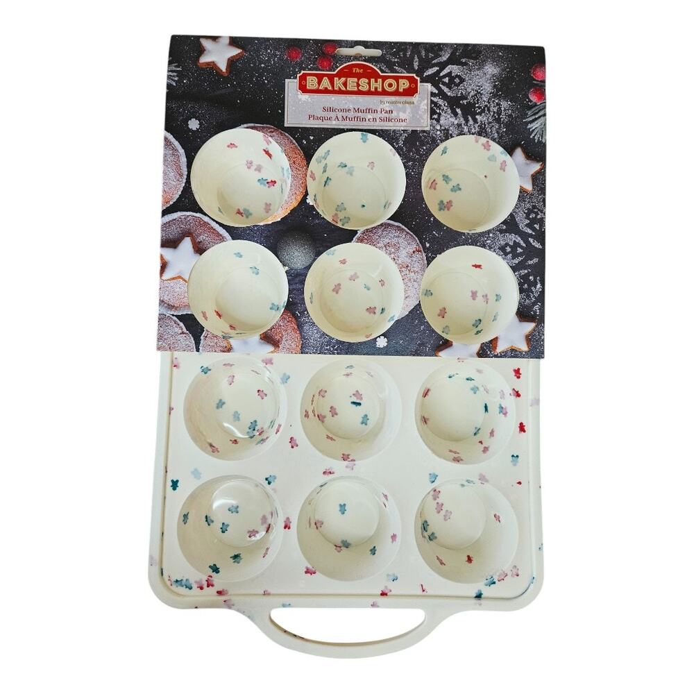 NEW Bakeshop by Masterclass Christmas Silicone Cupcake Pan Mold in Creamy White